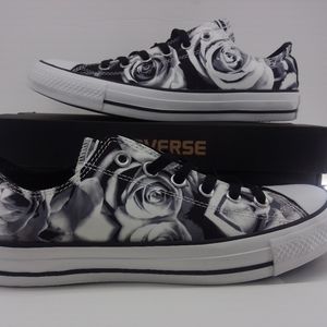 Converse Chuck Taylor Black White Rose Satin 8.5